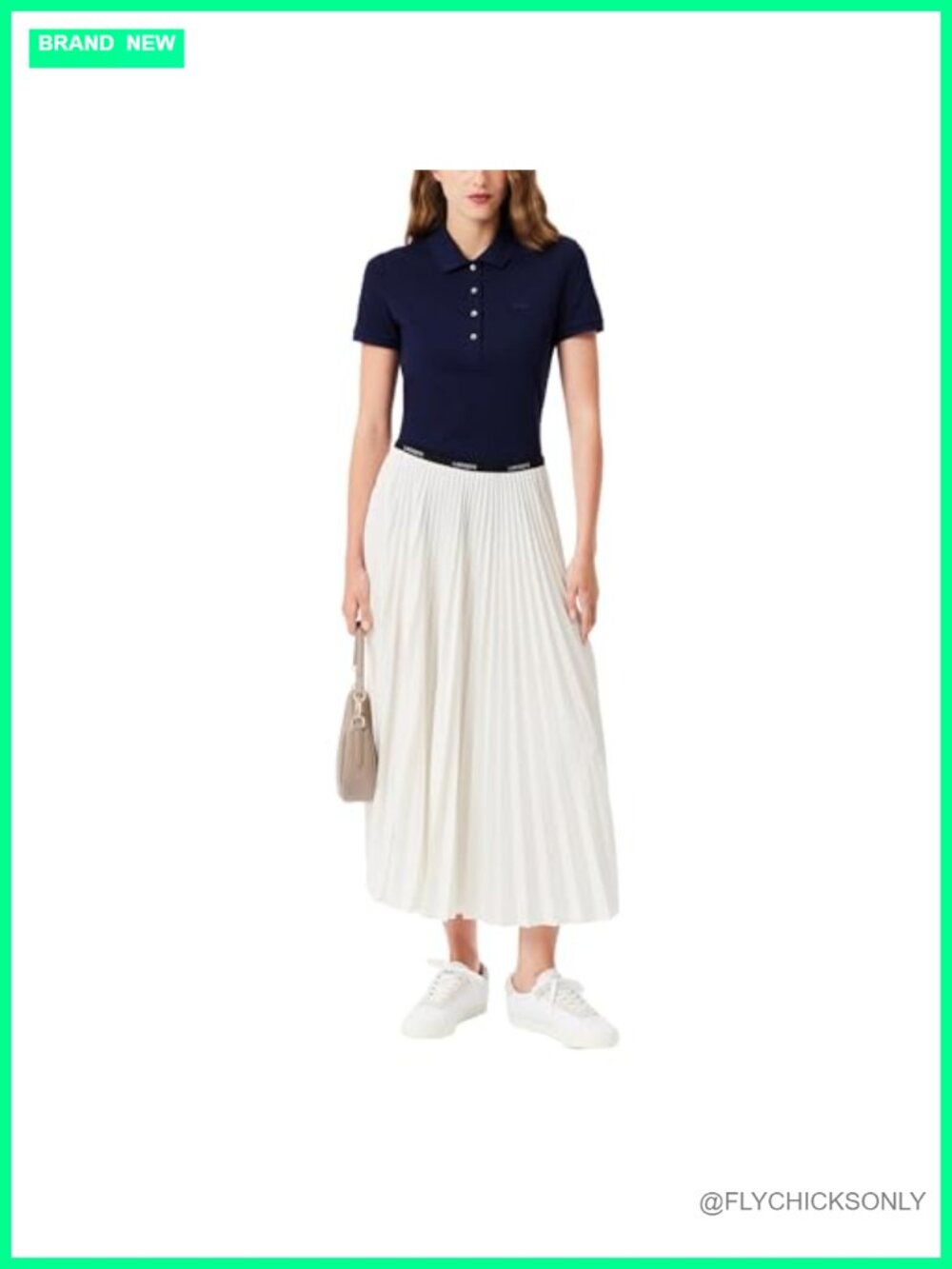Long Pleated Elasticated Waist Mid-Calf Skirt in Recycled Polyester